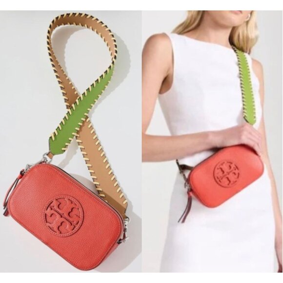 NWT!  Authentic Tory Burch Miller Poppy Red & Green Crossbody Bag - Picture 1 of 7